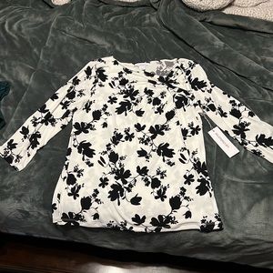 Liz Claiborne NWT Women’s Size Large Dressy Casual Knit Blouse White and Black